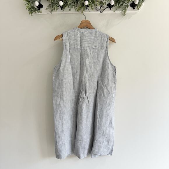 New Quince 100% European Linen Popover Mini Dress Medium CD9033 - Picture 3 of 5